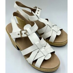Dr. Scholl's Wild Nights White 4" Platform Strappy‎ Buckle Sandals SZ 11 NWOB